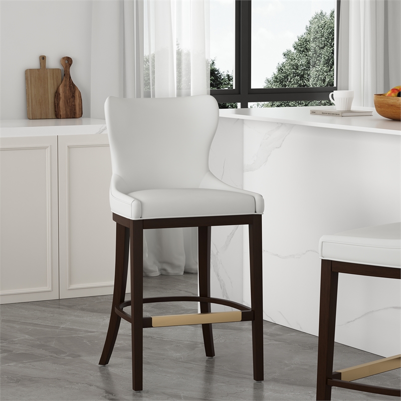 Blair Modern Wood Upholstered Barstool in White