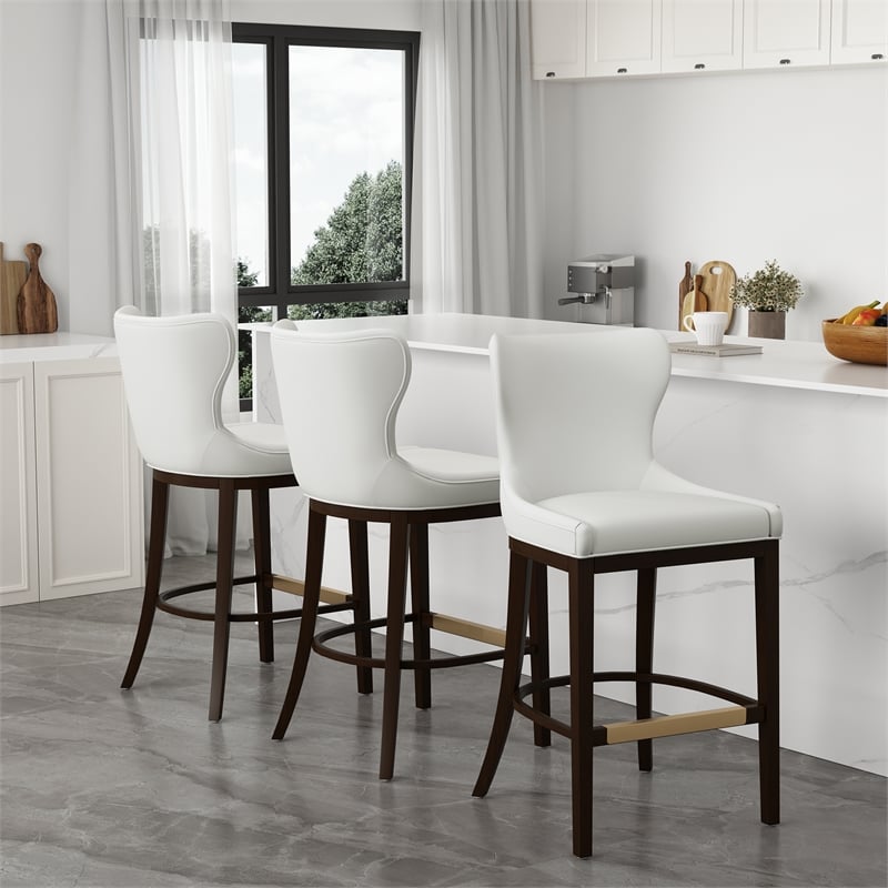 Blair Modern Wood Upholstered Barstool in White