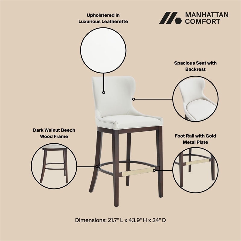 Blair Modern Wood Upholstered Barstool in White