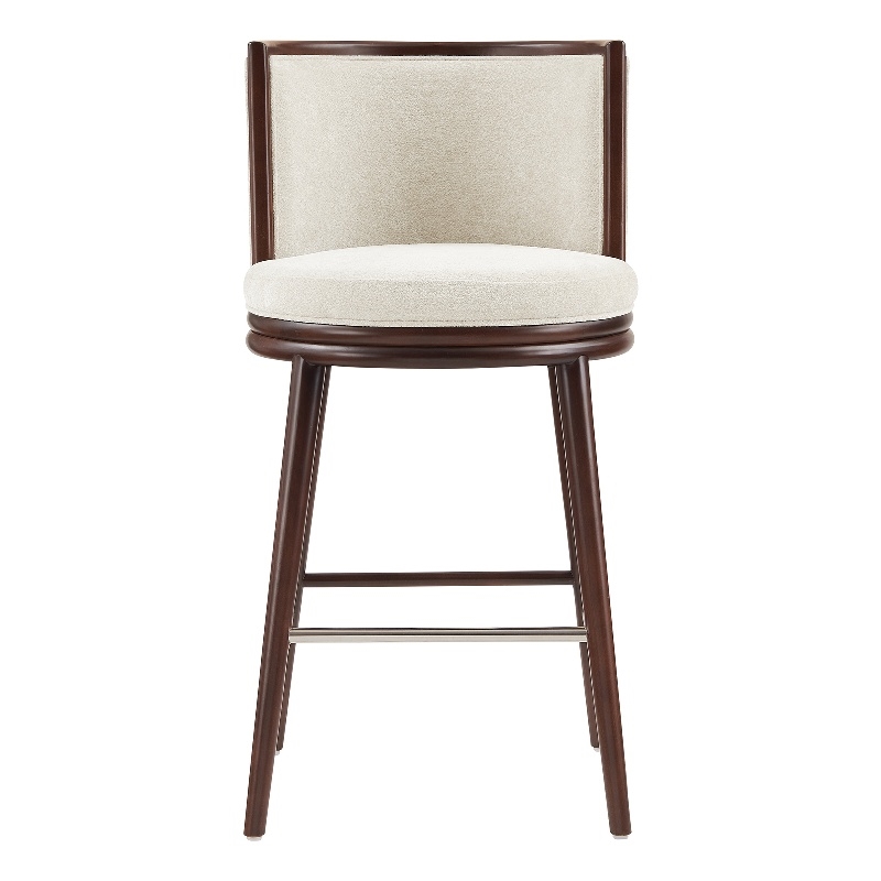 Evalyn Modern Wood Upholstered Barstool in Cream