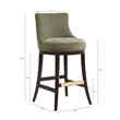 Lucia Modern Wood Upholstered Chenille Barstool in Leaf Green