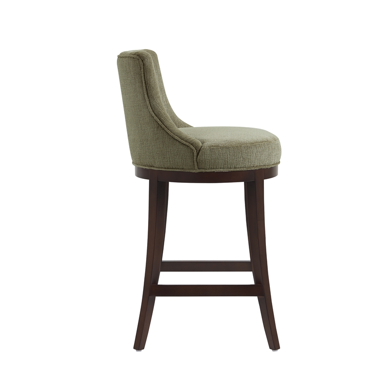 Lucia Modern Wood Upholstered Chenille Barstool in Leaf Green