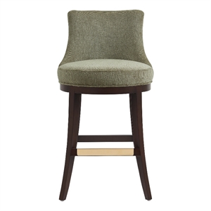 Lucia Modern Wood Upholstered Chenille Barstool in Leaf Green