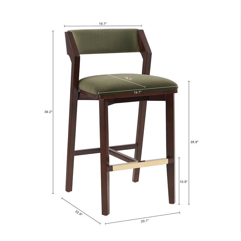 Patricia Modern Wood Upholstered Barstool in Turtle Green