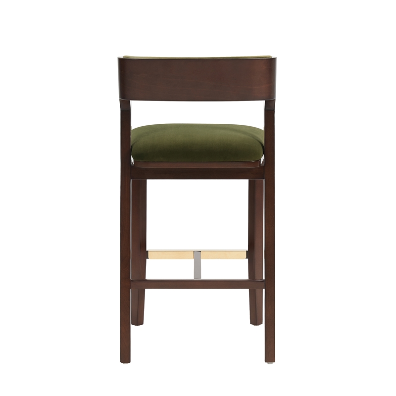 Patricia Modern Wood Upholstered Barstool in Turtle Green