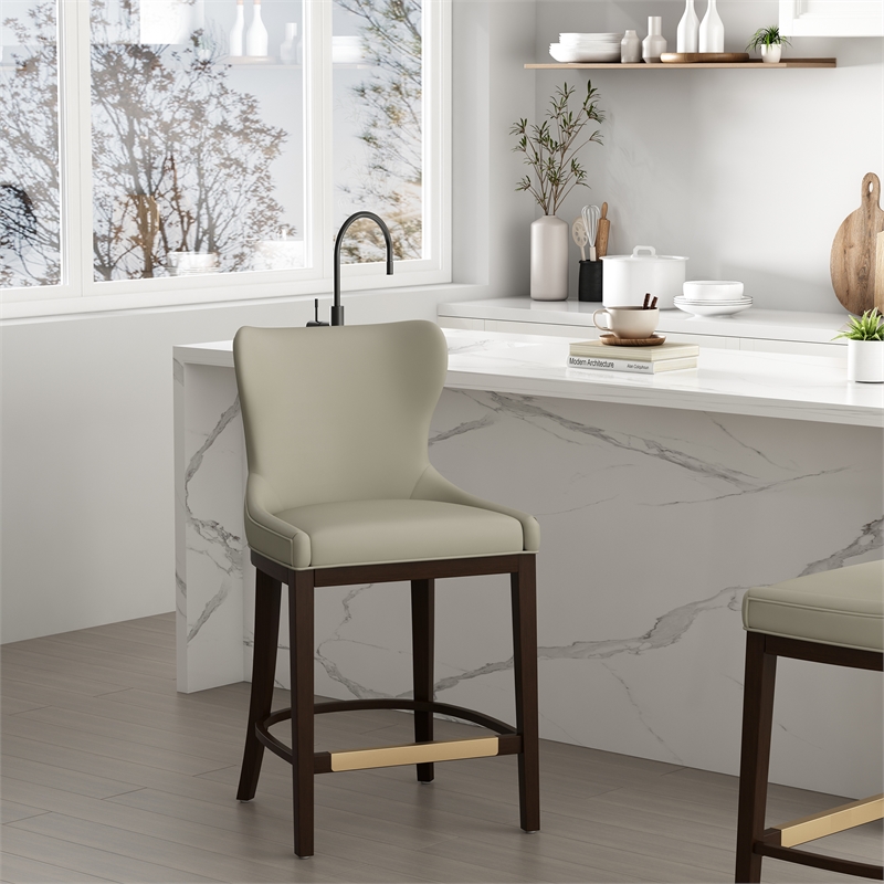 Blair Modern Wood Upholstered Counter Stool in Stone