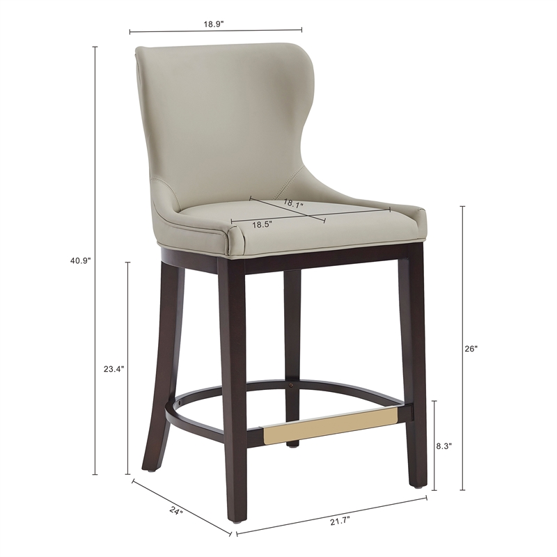 Blair Modern Wood Upholstered Counter Stool in Stone