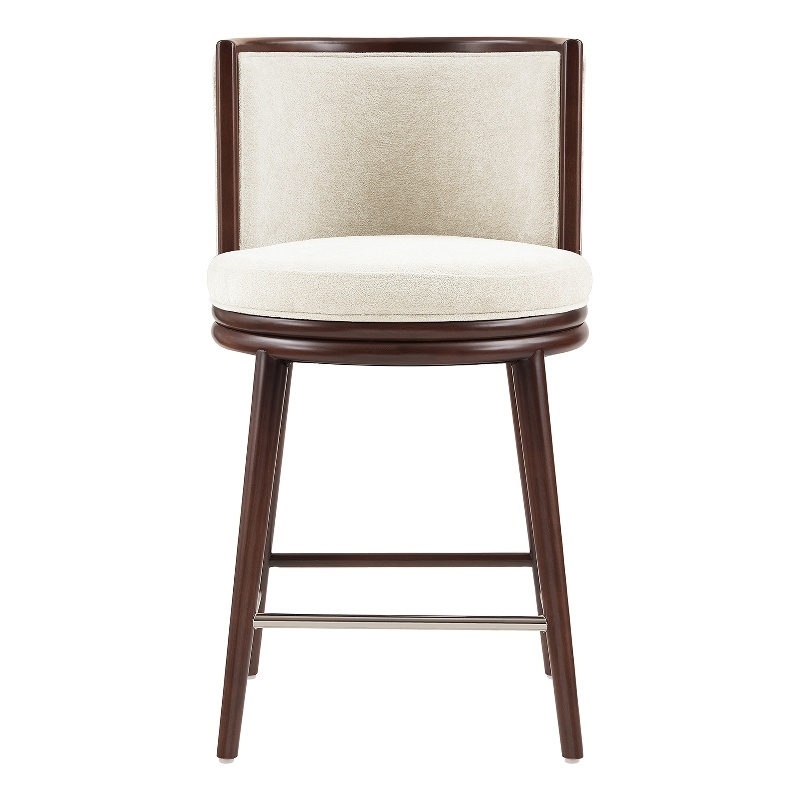 Evalyn Modern Wood Upholstered Counter Stool in Cream