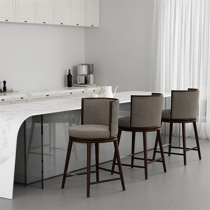 Evalyn Modern Wood Upholstered Counter Stool in Dove