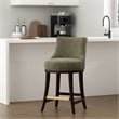 Lucia Modern Wood Chenille Counter Stool in Leaf Green