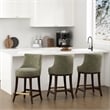Lucia Modern Wood Chenille Counter Stool in Leaf Green