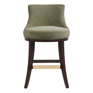 Lucia Modern Wood Chenille Counter Stool in Leaf Green