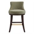 Lucia Modern Wood Chenille Counter Stool in Leaf Green