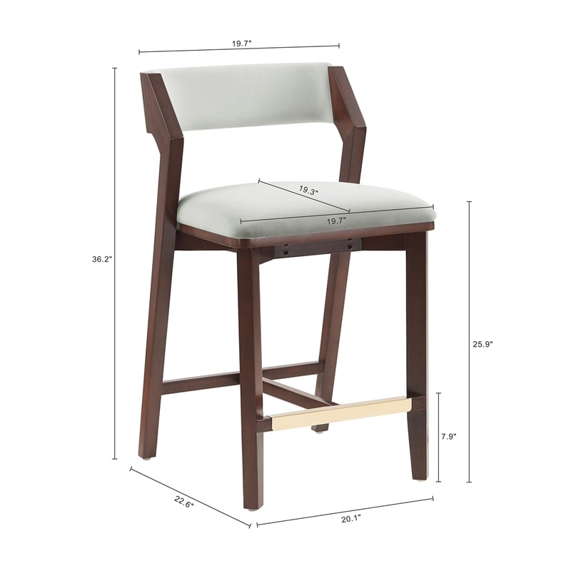 Patricia Modern Wood Upholstered Counter Stool in White Glacier