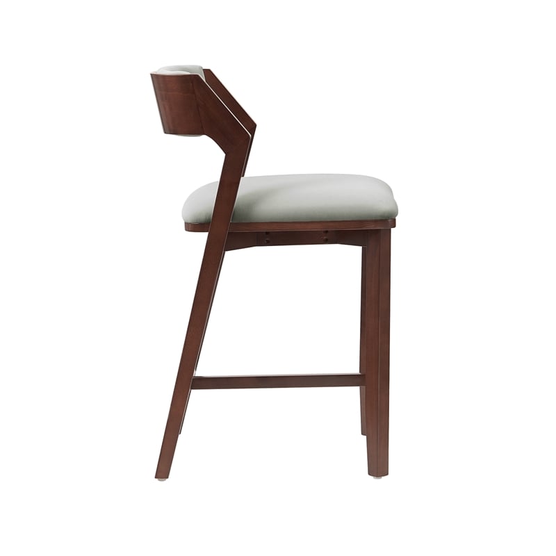 Patricia Modern Wood Upholstered Counter Stool in White Glacier