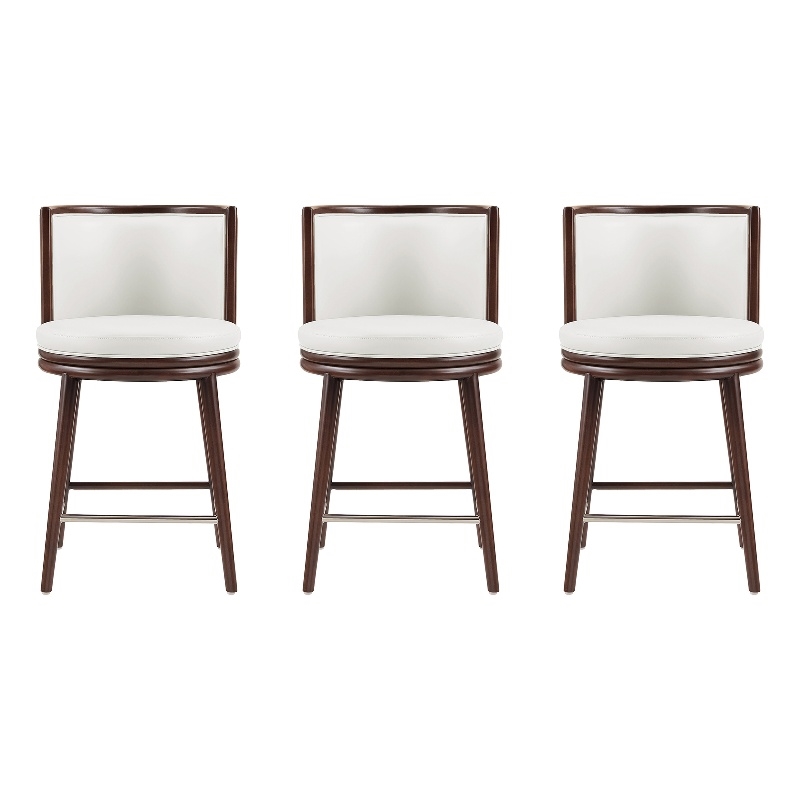 Evalyn Modern Wood Upholstered Counter Stool in White - Set of 3