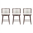 Evalyn Modern Wood Upholstered Counter Stool in White - Set of 3