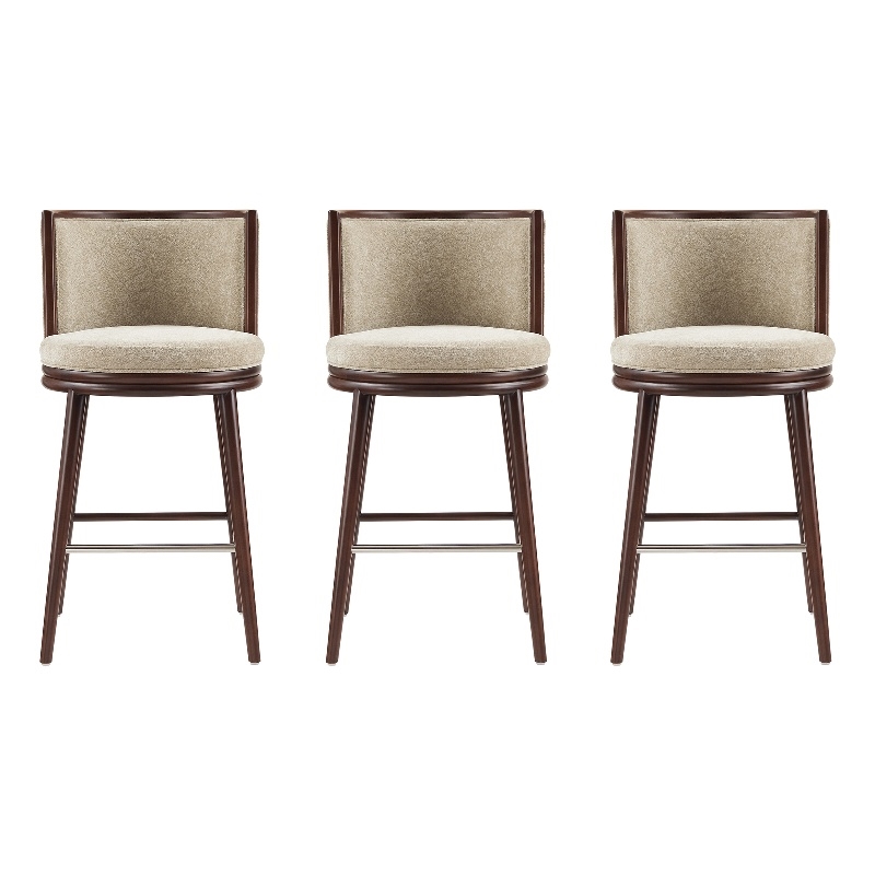 Evalyn Modern Wood Upholstered Barstool in Natural - Set of 3