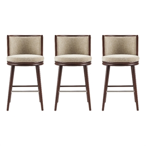 Evalyn Modern Wood Upholstered Barstool in Natural - Set of 3