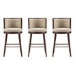 Evalyn Modern Wood Upholstered Barstool in Natural - Set of 3