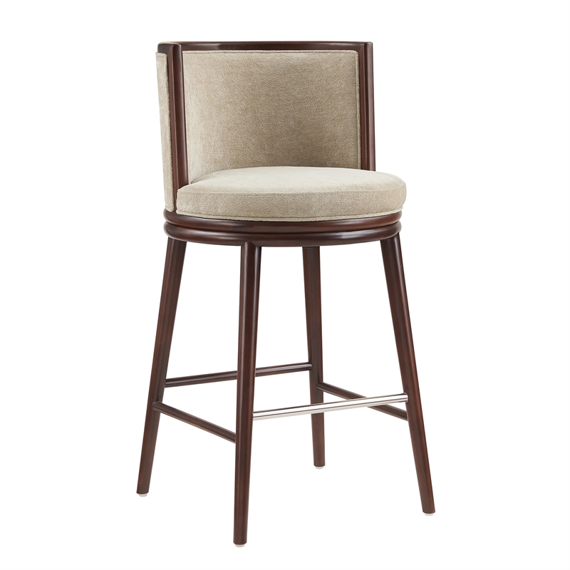 Evalyn Modern Wood Upholstered Barstool in Natural - Set of 2