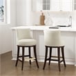 Lucia Modern Wood Upholstered Chenille Barstool in Natural - Set of 2
