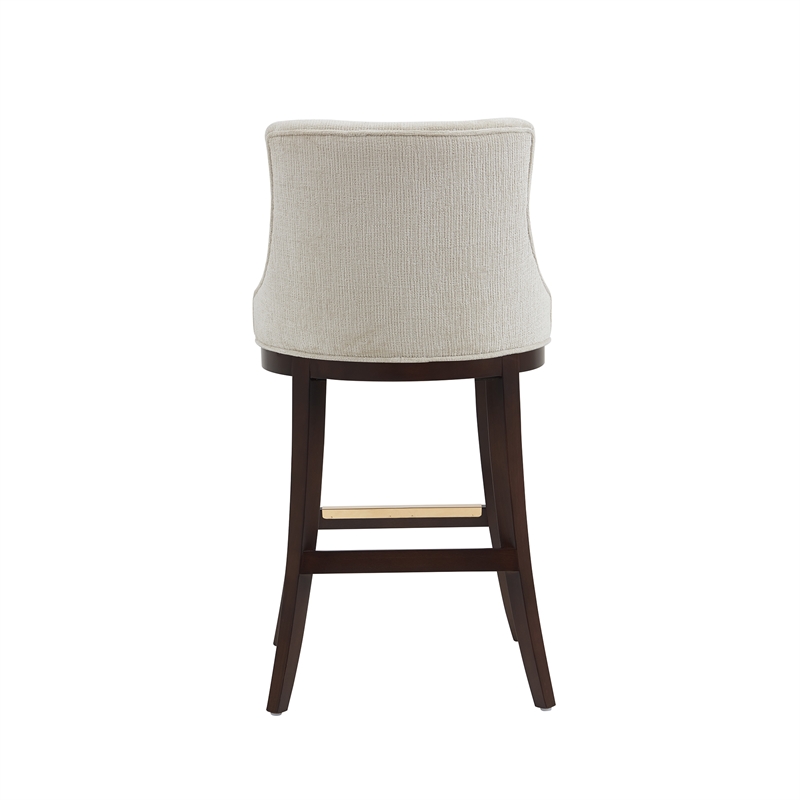 Lucia Modern Wood Upholstered Chenille Barstool in Natural - Set of 2