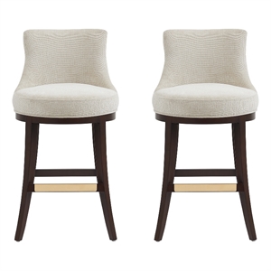 Lucia Modern Wood Upholstered Chenille Barstool in Natural - Set of 2