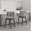 Evalyn Modern Wood Upholstered Counter Stool in Natural - Set of 2