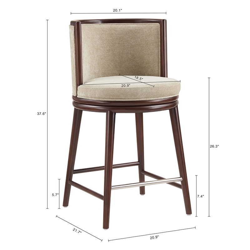 Evalyn Modern Wood Upholstered Counter Stool in Natural - Set of 2