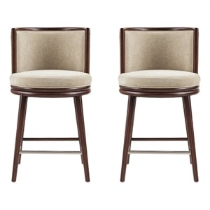 Evalyn Modern Wood Upholstered Counter Stool in Natural - Set of 2