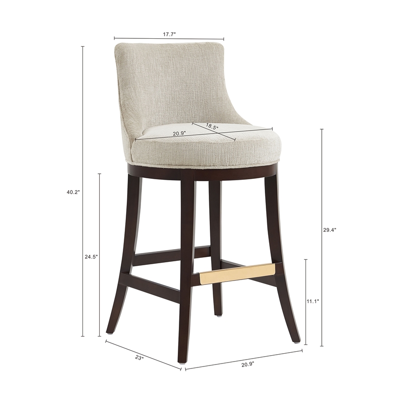 Lucia Modern Wood Upholstered Chenille Barstool in Natural - Set of 3