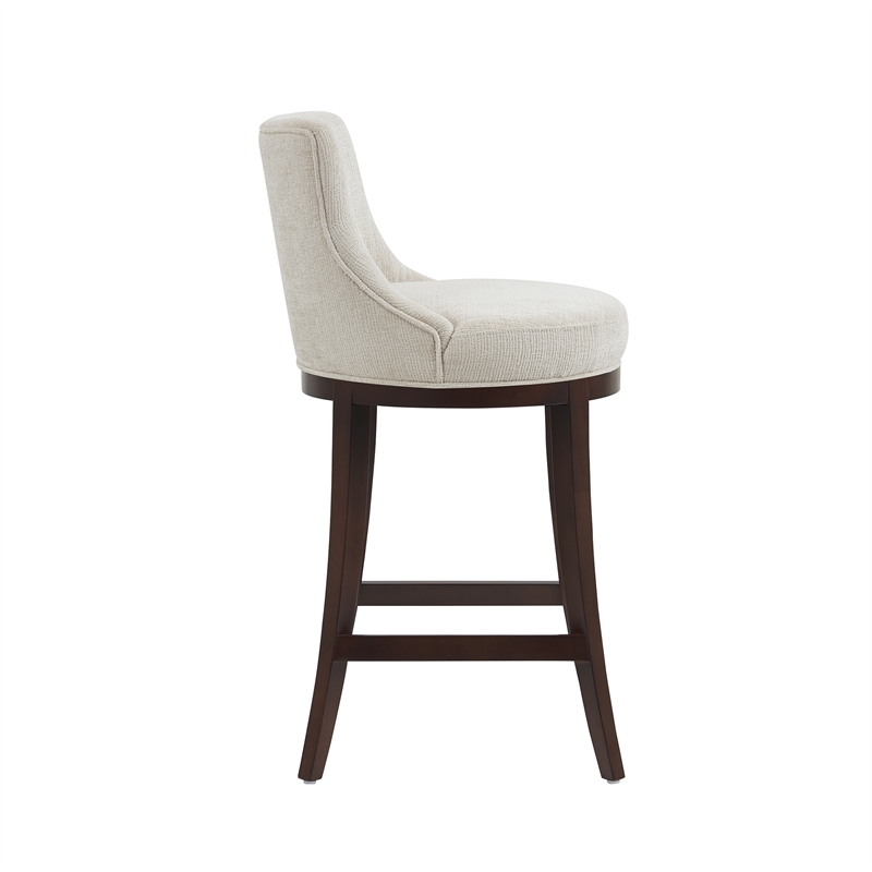 Lucia Modern Wood Upholstered Chenille Barstool in Natural - Set of 3