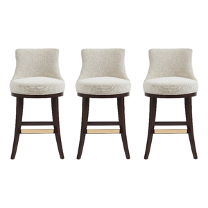 Lucia Modern Wood Upholstered Chenille Barstool in Natural - Set of 3