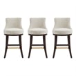 Lucia Modern Wood Upholstered Chenille Barstool in Natural - Set of 3