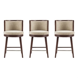 Evalyn Modern Wood Upholstered Counter Stool in Natural - Set of 3