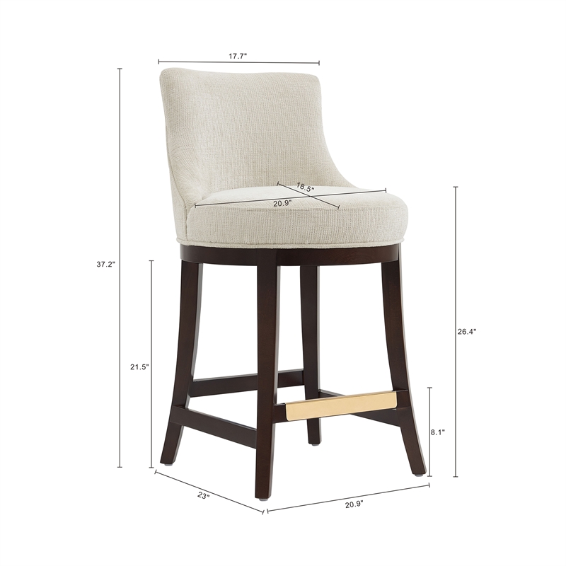 Lucia Modern Wood Chenille Counter Stool in Natural - Set of 2