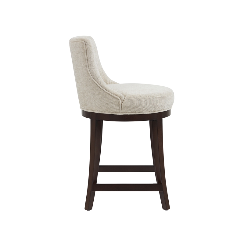 Lucia Modern Wood Chenille Counter Stool in Natural - Set of 2