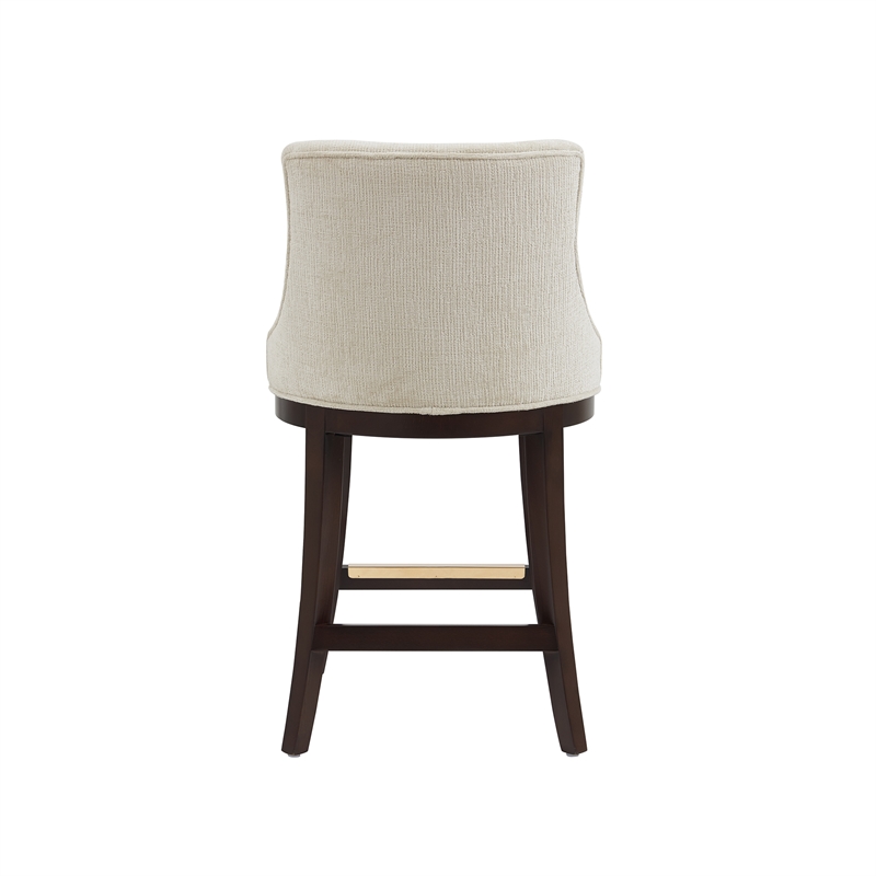 Lucia Modern Wood Chenille Counter Stool in Natural - Set of 2