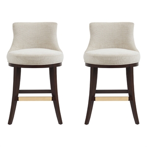 Lucia Modern Wood Chenille Counter Stool in Natural - Set of 2