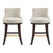 Lucia Modern Wood Chenille Counter Stool in Natural - Set of 2