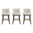 Lucia Modern Wood Chenille Counter Stool in Natural - Set of 3