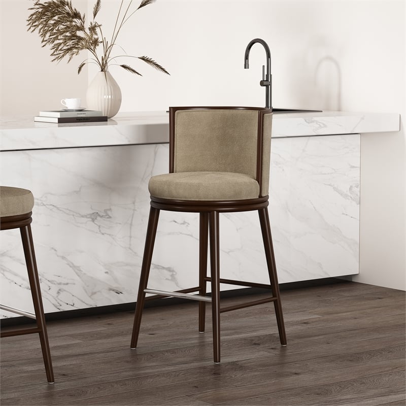 Evalyn Modern Wood Upholstered Barstool in Natural