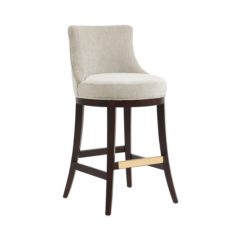 Lucia Modern Wood Upholstered Chenille Barstool in Natural