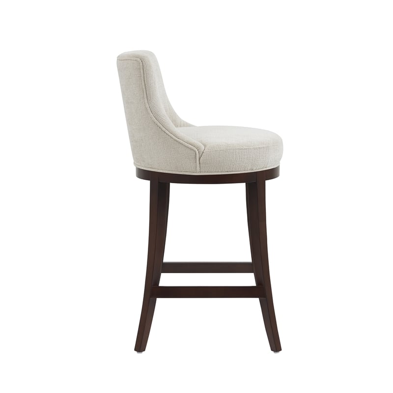 Lucia Modern Wood Upholstered Chenille Barstool in Natural