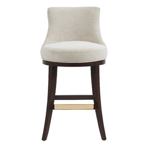 Lucia Modern Wood Upholstered Chenille Barstool in Natural