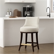 Lucia Modern Wood Chenille Counter Stool in Natural