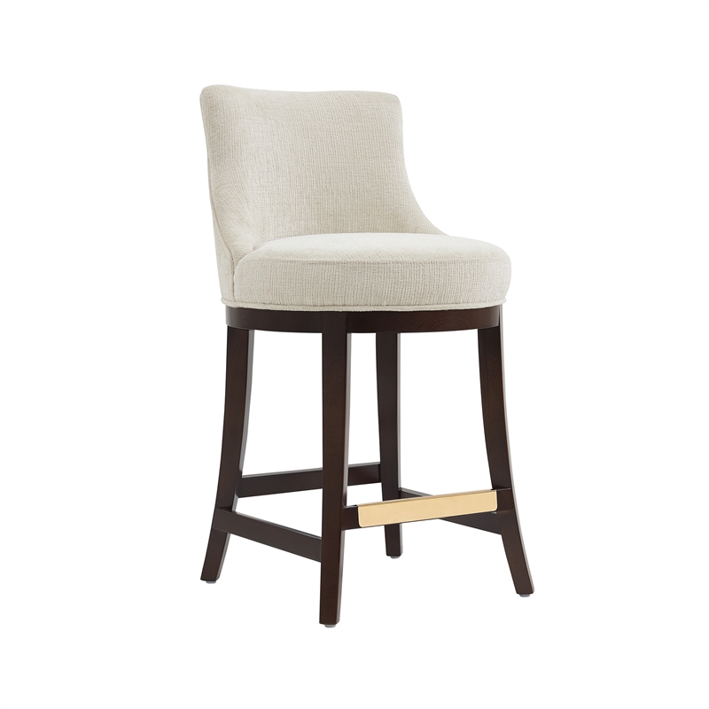 Lucia Modern Wood Chenille Counter Stool in Natural