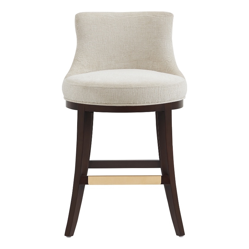 Lucia Modern Wood Chenille Counter Stool in Natural