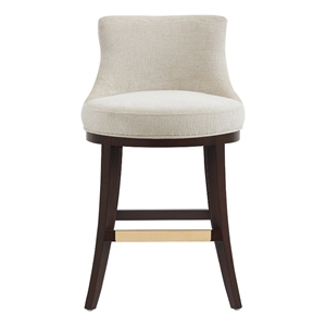 Lucia Modern Wood Chenille Counter Stool in Natural